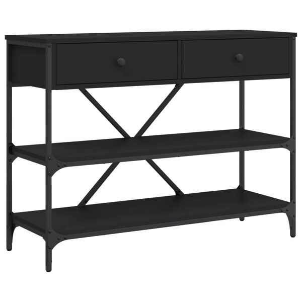 vidaXL Console Table Black Engineered Wood, Steel 39.4 x 13.6 x 29.5 in
