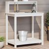 vidaXL Potting Table White Solid Pine Wood Large Potting Table