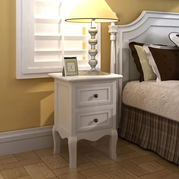 vidaXL Nightstand Set of 4 White MDF Standard Bedside Table