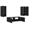 vidaXL 3 Piece TV Wall Stands with LED Lights Black