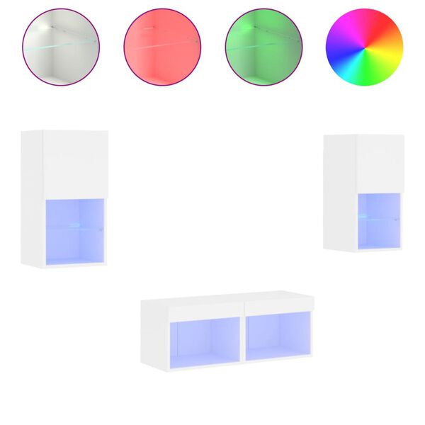 vidaXL TV Wall Cabinet White Engineered Wood Medium TV Wall Cabinet