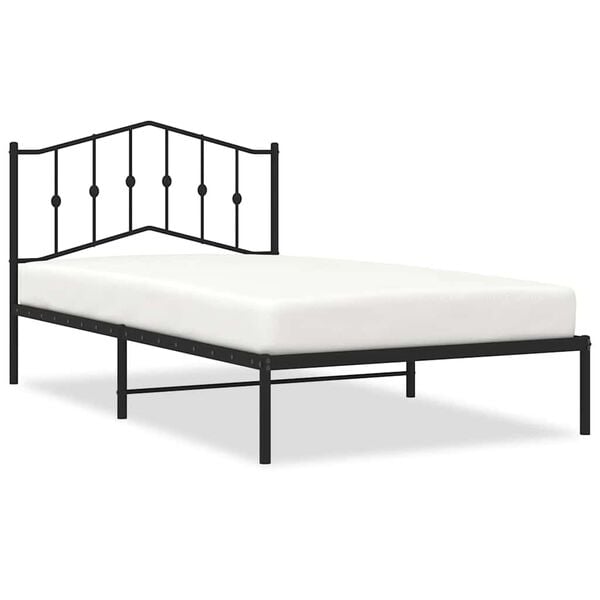 vidaXL Bed Frame Black Steel Twin Bed Frame Rectangular Modern