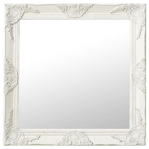 vidaXL Wall Mirror White Wood, glass, engineered wood 23.6 x 23.6 in