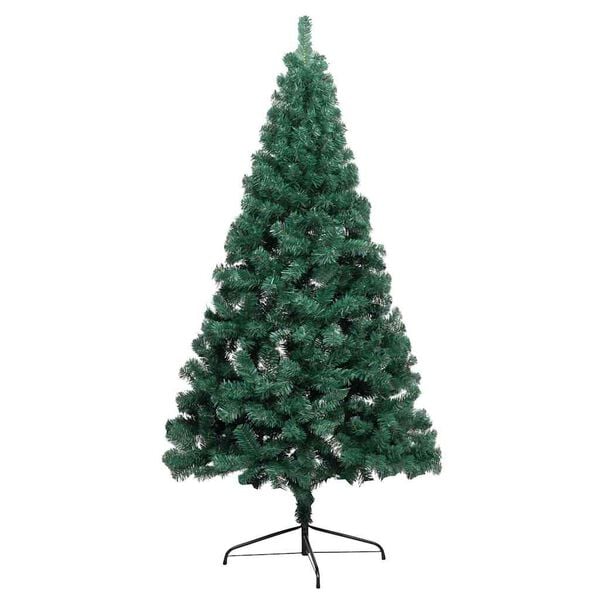 vidaXL Artificial Half Christmas Tree Green PVC, steel, plastic Medium