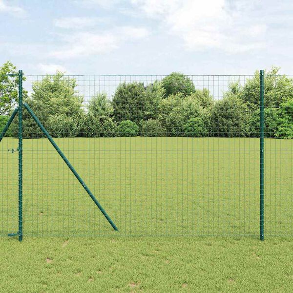 vidaXL Fence Posts Manual 7 pcs Green Ø32mm 210 cm Galvanized steel