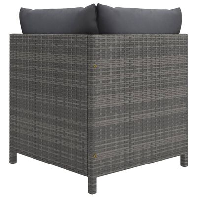 vidaXL Sectional Corner Sofa with Cushions Gray Poly Rattan