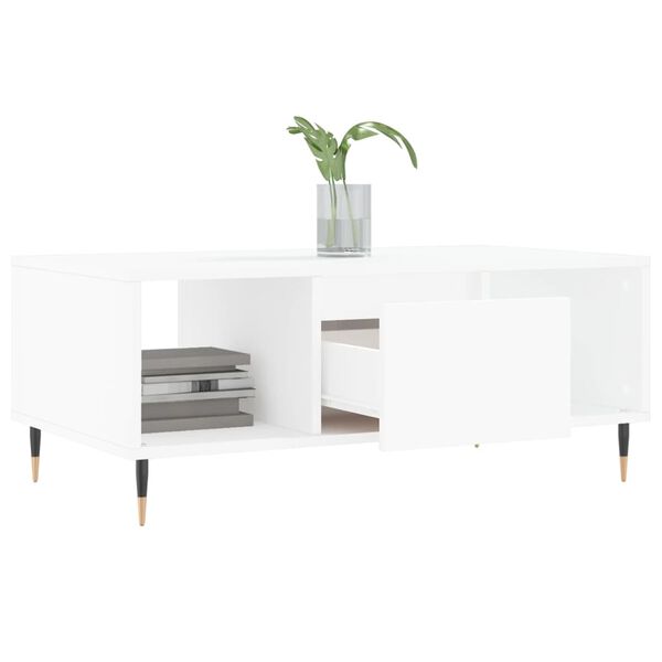 vidaXL Coffee Table White Engineered wood, Metal 35.4 x 19.7 x 14.4 in