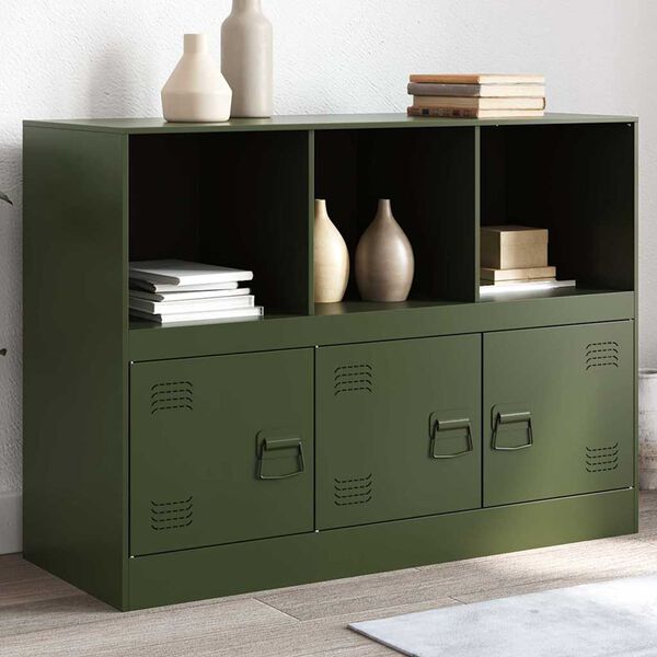 vidaXL Sideboard Olive Green Cold-rolled Steel Medium Sideboard