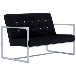 vidaXL Armchair Black Velvet polyester, chrome, wood Medium Modern