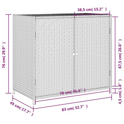 vidaXL Patio Storage Cabinet Beige 32.7"x17.7"x29.9" Poly Rattan