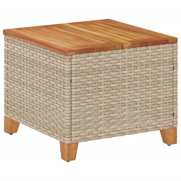 vidaXL Garden Table Beige and Brown PE rattan Medium