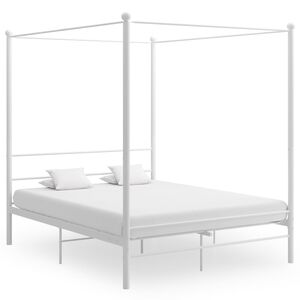 vidaXL Bed Frame White Powder-coated metal Full Sturdy Bed Frame