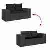 vidaXL Garden Sofa Set Black PE rattan Large Adjustable Armrests