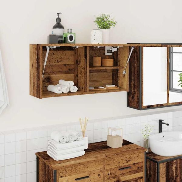 vidaXL Bathroom Wall Cabinet Old wood Engineered wood 31.5 in