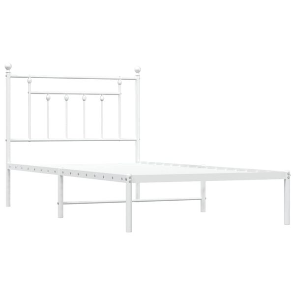 vidaXL Bed Frame White Powder-Coated Steel Twin Bed Frame Rectangular