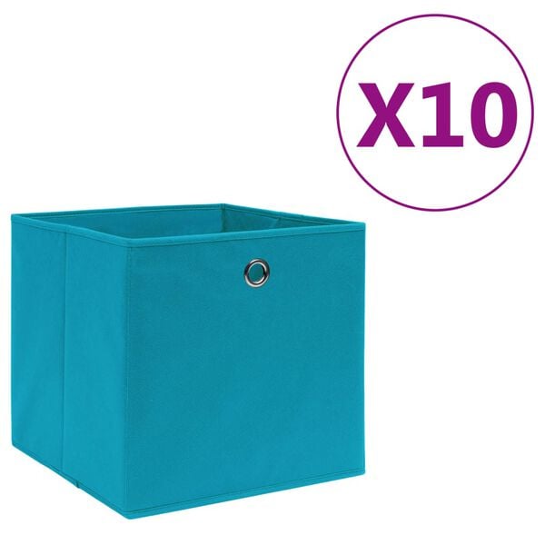 vidaXL Storage Box Set of 10 Baby Blue Non-Woven Fabric