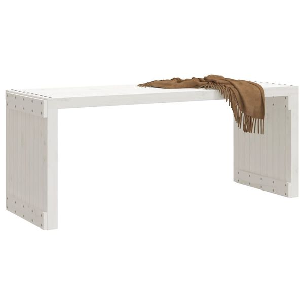 vidaXL Garden Bench White Solid pine wood Large Extendable