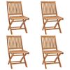 vidaXL Folding Patio Chairs with Cushions 4 pcs Solid Teak Wood