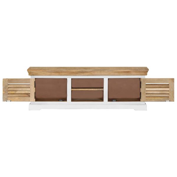 vidaXL TV Stand Brown and white Solid mango wood 46.5x11.8x15.7 in