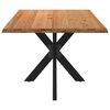 vidaXL Dining Table Light brown, Black Solid oak wood, Powder-coated steel