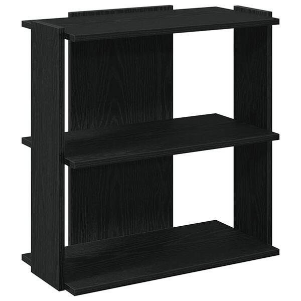 vidaXL Bookcase Black Engineered Wood 3-Tier Bookcase Rectangular