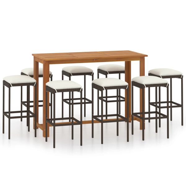 vidaXL Garden Bar Set Brown, Cream