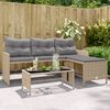vidaXL Garden Sofa Mix beige PE Rattan, Powder-Coated Steel, Tempered Glass