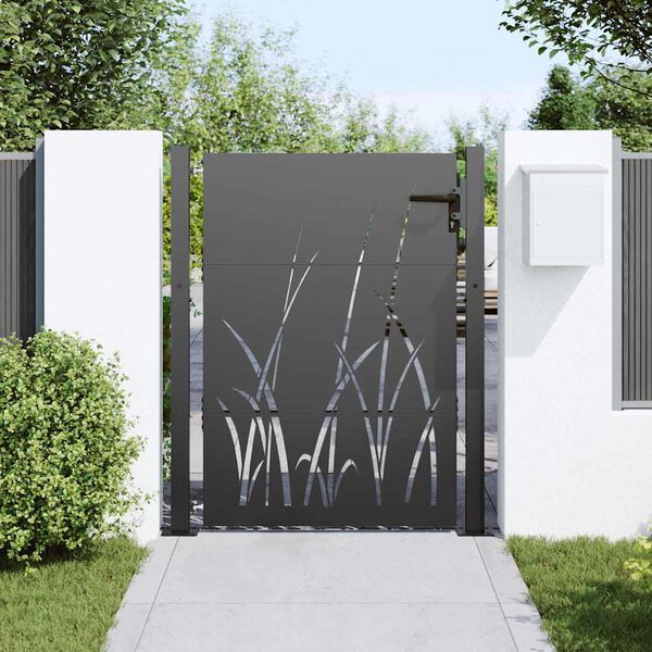 vidaXL Garden Gate 39.4x49.2" Corten Steel Grass Design