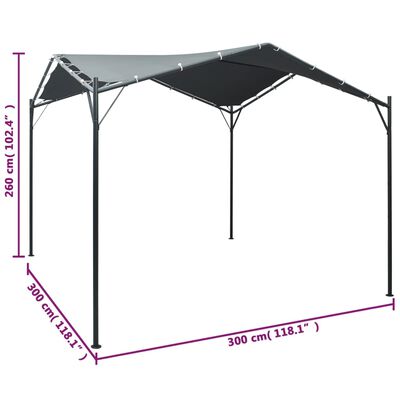 vidaXL Gazebo Pavilion Tent Canopy 9.8ft x9.8ft Steel Anthracite