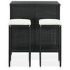 vidaXL Bar Set Black, Cream White PE rattan, steel, polyester Compact
