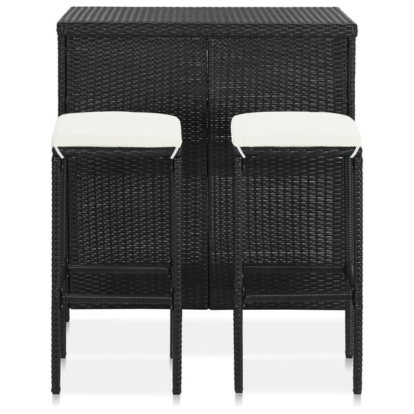 vidaXL Bar Set Black, Cream White PE rattan, steel, polyester Compact