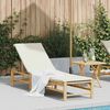 vidaXL Sun Lounger Cream White Bamboo Standard Adjustable Armrests