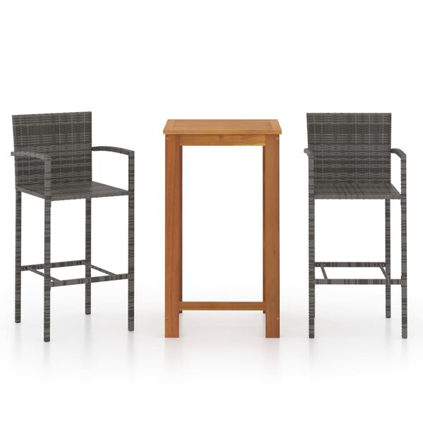 vidaXL 3 Piece Patio Bar Set Gray