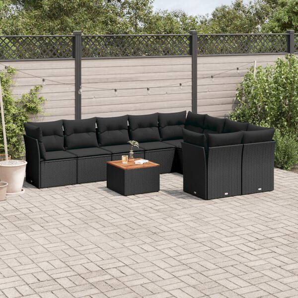 vidaXL Garden Sofa Set Black, Brown