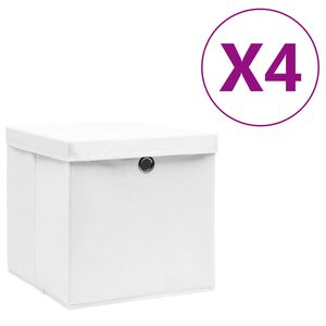 vidaXL Storage Box Set of 4 White Non-woven fabric Compact Collapsible