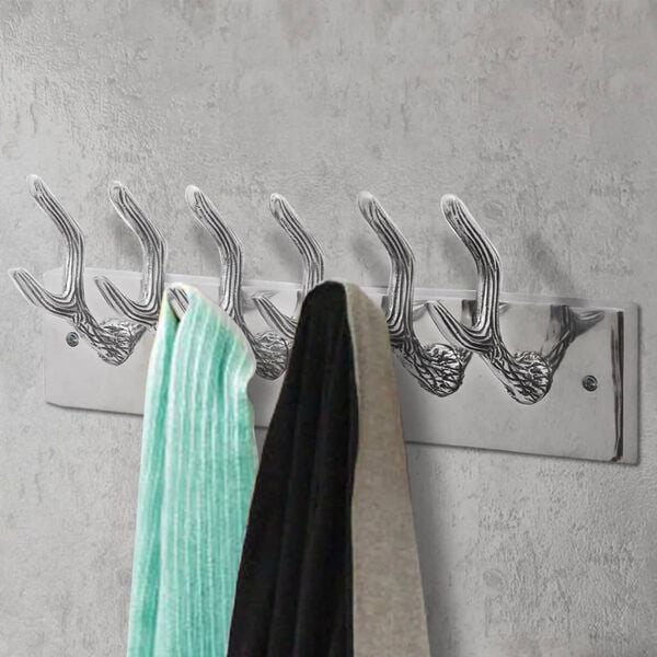 vidaXL Coat Rack Silver Aluminum Compact Decorative Inlays Coat Rack