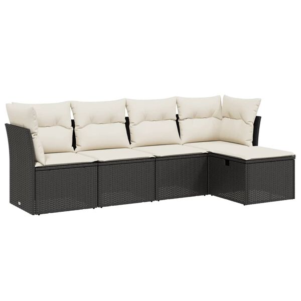vidaXL Garden Sofa Set Black PE Rattan Large Modular Garden Sofa Set