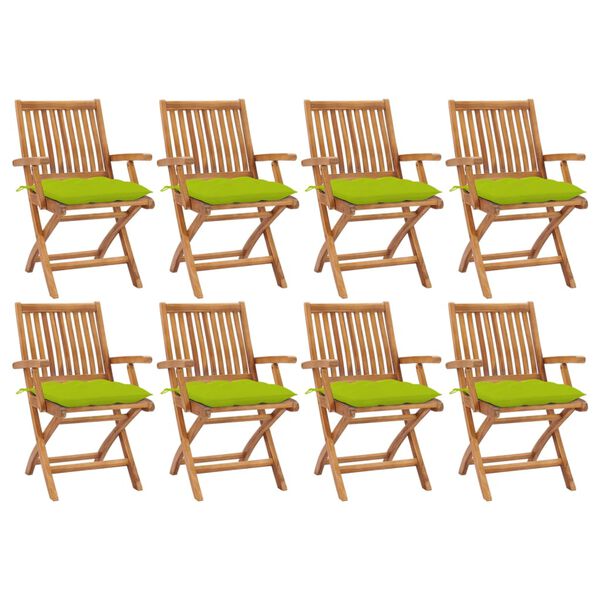 vidaXL Patio Chair Set of 8 Teak Solid Teak wood, 100% polyester Standard