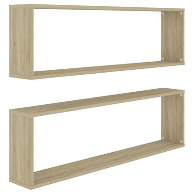 vidaXL Wall Cube Shelves 2 pcs Sonoma Oak 39.4"x5.9"x11.8" Engineered Wood