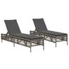 vidaXL Sun Lounger Grey PE rattan Standard Adjustable Armrests Lounger