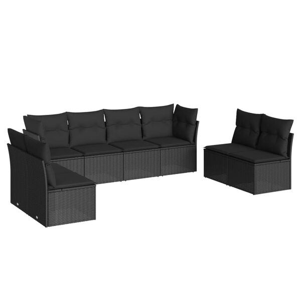 vidaXL Garden Sofa Set Black PE rattan, powder-coated steel, 100% polyester