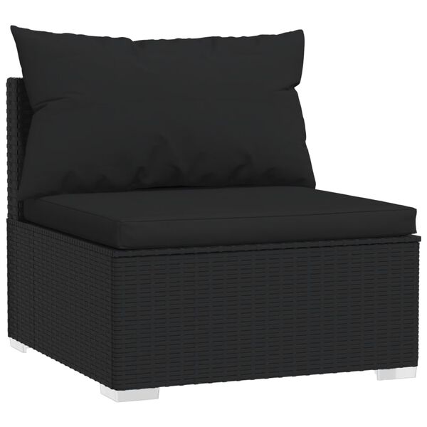 vidaXL Garden Lounge Set Black PE Rattan Medium Modular