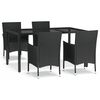 vidaXL Patio Dining Set Set of 4 Black
