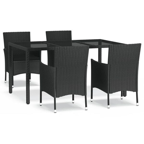 vidaXL Patio Dining Set Set of 4 Black