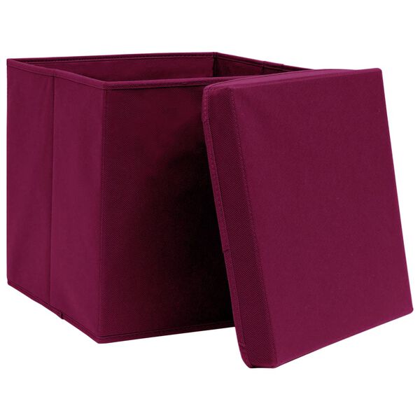 vidaXL Storage Box Set of 10 Dark Red Non-woven fabric (100% polyester)