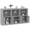 vidaXL Sideboard Concrete grey Engineered wood, glass Large Sideboard