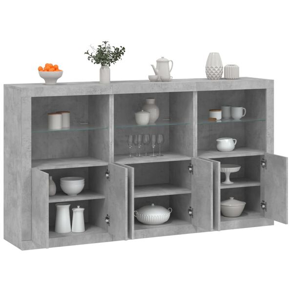 vidaXL Sideboard Concrete grey Engineered wood, glass Large Sideboard