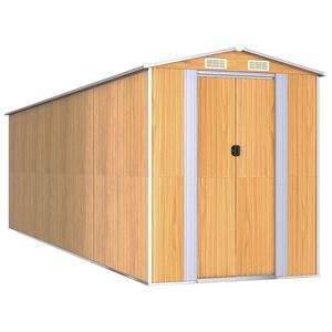vidaXL Garden Shed Light Brown Galvanized Steel Large Garden Shed