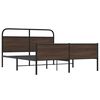 vidaXL Bed Frame Brown Oak Steel, Engineered Wood 63x79 in Bed Frame
