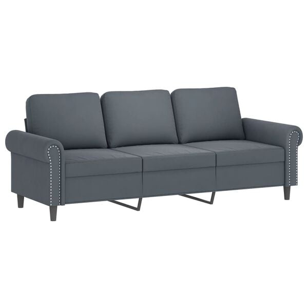 vidaXL 3-seater Sofa With Footstool Dark Gray